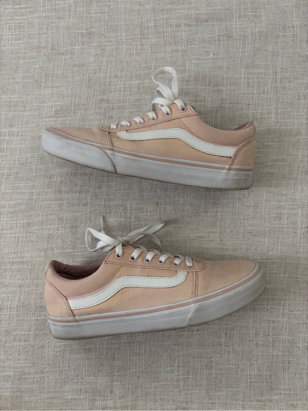 Vans Old Skool Low Top Canvas Sneakers Pink White 9